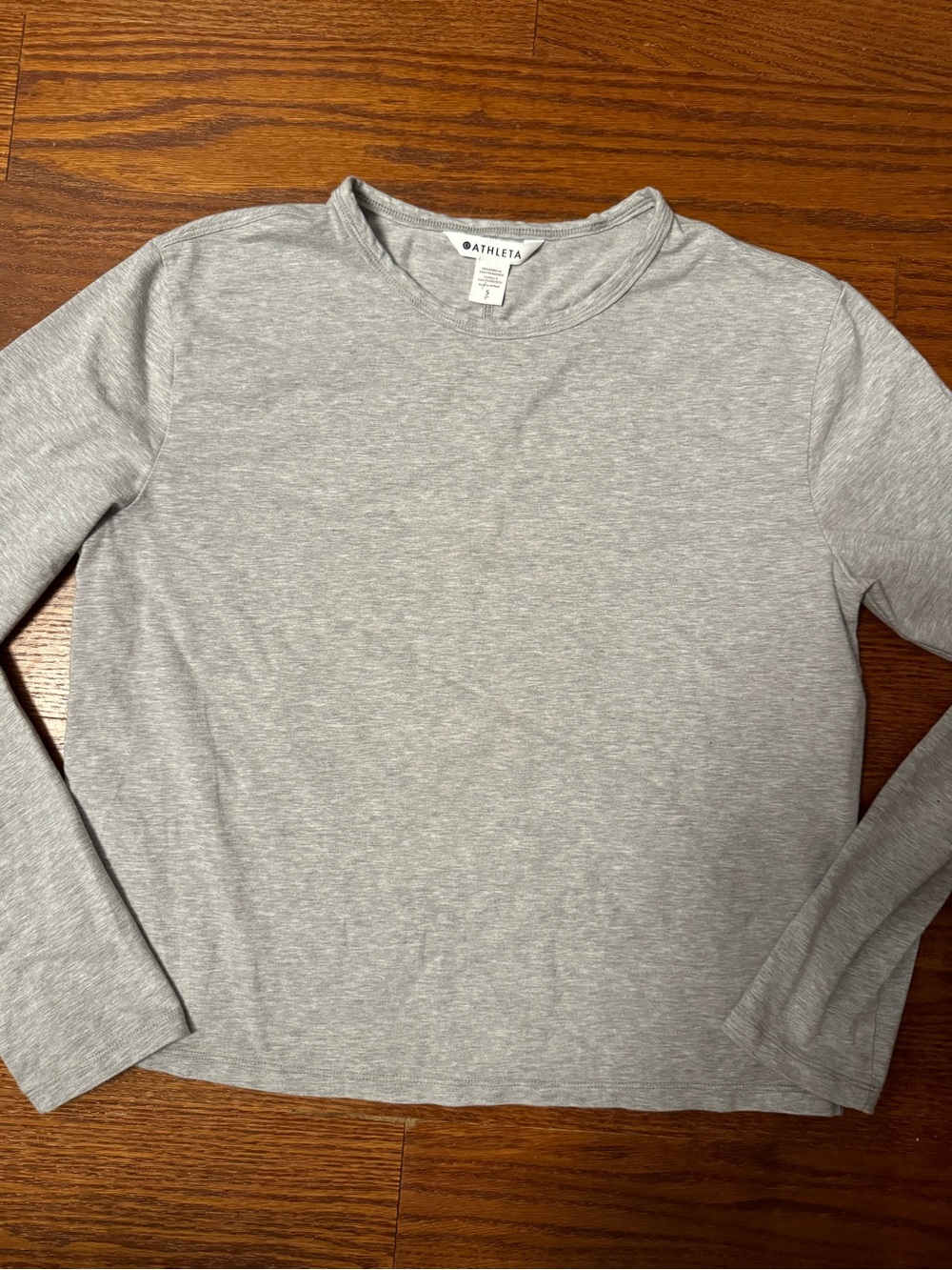 Athleta Light Gray Long Sleeve Crewneck Top